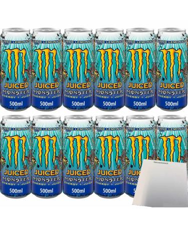 usy Monster Energy Drink Juiced Style Aussie Lemonade Pack of 12 (12 x 0.5 Litre Boxes) + usy Block