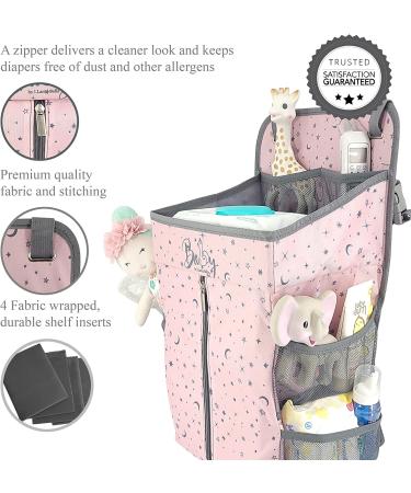 Llama Bella Hanging Diaper Caddy - Pink Baby Diaper Organizer for Changing Table, Crib, Playard, or Wall - Newborn Diaper Holder - Buy Online on GoSupps.com