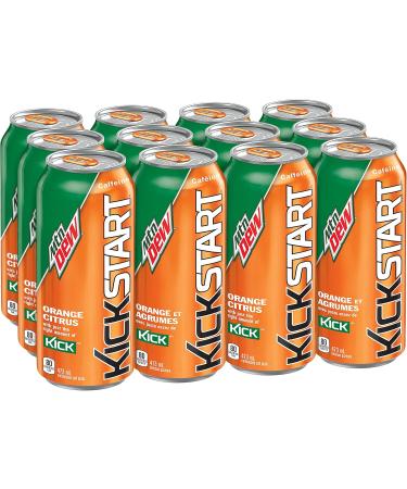 Mountain Dew Kickstart Orange Citrus Carbonated Soft Drink 473 mL Cans 12 Pack - Buy Online on GoSupps.com