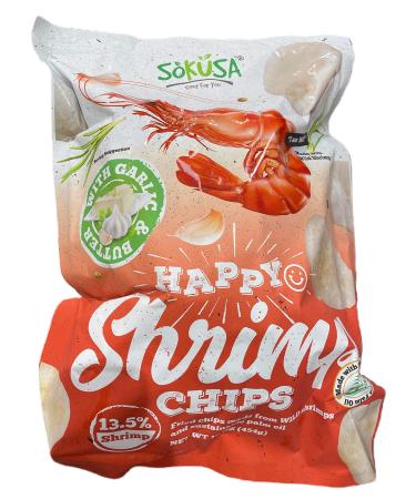 COSTCO Happy Chips With Garlic & Butter 13.5% Shrimp Family Size, 16 Oz