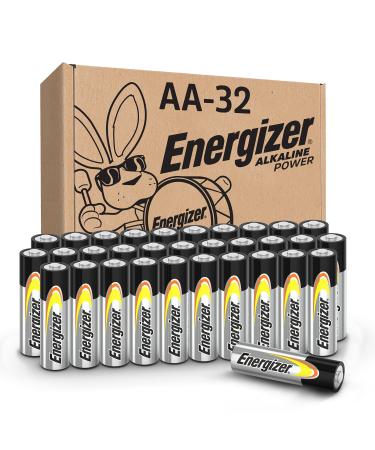 Energizer AA Batteries, Double A Long-Lasting Alkaline Power Batteries, 32 Count (Pack of 1) AA 32 Ct