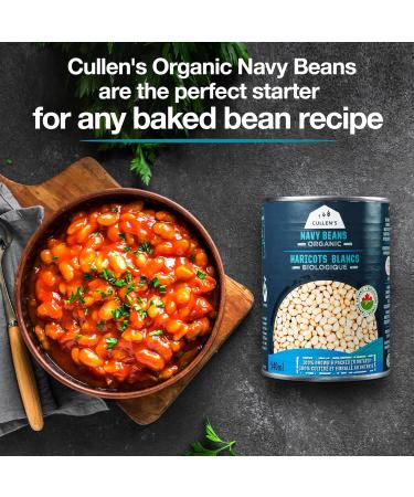 Cullen's Foods Canned Organic Navy Beans. 100% Canadian Grown & Processed. Preservative Free Non GMO No Salt. Source of Plant Based Protein & Fiber. Ideal Vegetarian & Vegan Food. Bulk Canned Food Case Pack. 540 ml Cans. (Pack of 12) - Buy Online on GoSupps.com