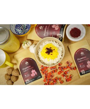 Zaffrus Premium Saffron Powder for Cooking & Specialty Drinks - Pack of 25 (3.125g/.1102oz) - Buy Online on GoSupps.com