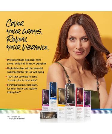 AGE Beautiful Permanent Hair Color Dye - 100% Gray Coverage Anti-Aging Formula with Biotin for Thicker Hair - Professional 5NRG Medium Neutral Red Golden Brown - Buy Online on GoSupps.com