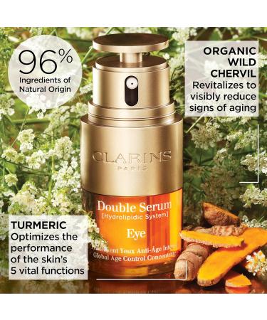 Clarins DOUBLE SERUM EYE | Anti-Aging Eye Treatment | Visibly Smoothes Firms Hydrates and Revitalizes For More Youthful-Looking Eyes In Just 7 Days* | 13 Plant Extracts Including Turmeric | 0.6 Oz Double Serum Eye Set - Buy Online on GoSupps.com