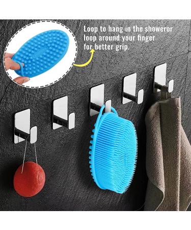 Set of 3 Silicone Body Scrubbers for Gentle Exfoliation - Bath Sponge Shower Loofah Set for Sensitive Skin - Silicone-Black/Gray/Blue - Buy Online on GoSupps.com