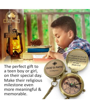OakiWay God's Path Compass - Religious Gifts for Men | Baptism, Communion, Confirmation, Graduation | Personalized Wooden Case - Buy Online on GoSupps.com