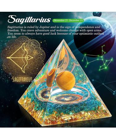 Sagittarius Constellation Orgonite Pyramid with Tiger Eye Stone Birthstone - Astrology Energy Healing Meditation Gift - Buy Online on GoSupps.com