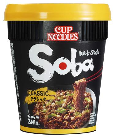 Nissin Cup Noodles Soba Cup-Classic 1 Pack Wok Style Instant-noodle Japanese kind with Yakisoba sauce and vegetables quickly prepared in the cup Asian food (90 g) 1 90 g (1 Pack)