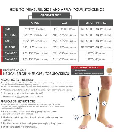 Truform Open Toe Knee High 30-40 mmHg Compression Stockings Beige Medium - Buy Online on GoSupps.com