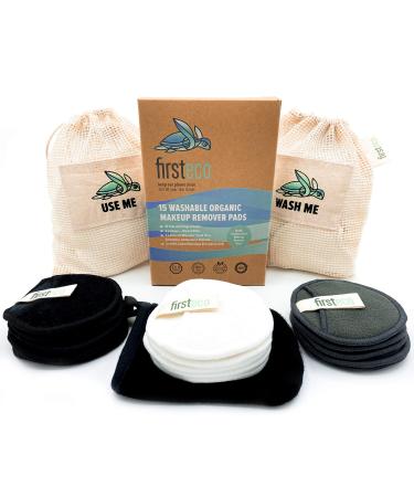 Sliming pads washable 19 tlg. Premium set: 2 laundry bags washcloths eBook & 15 reusable cotton pads |Bamboo & cotton make-up towels make-up remover sustainable products zero-sockets