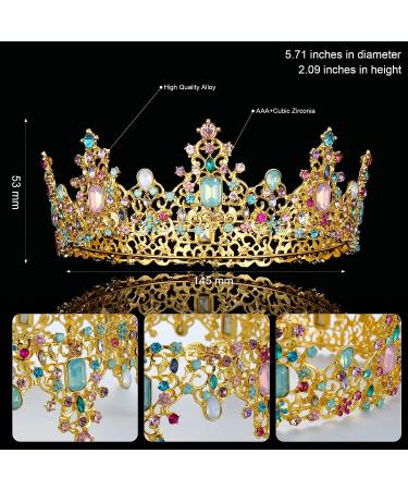 Gold Princess Crown | Rhinestone Birthday & Wedding Queen Tiara | Cosplay & Halloween Hair Accessory - Buy Online on GoSupps.com