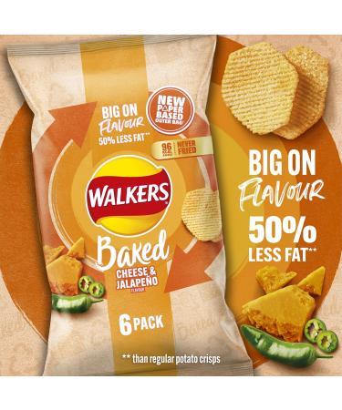 Walkers Oven Baked Cheese & Jalapeno Crisps 6 x 22g - Deliciously Spicy Snack Pack - Buy Online on GoSupps.com