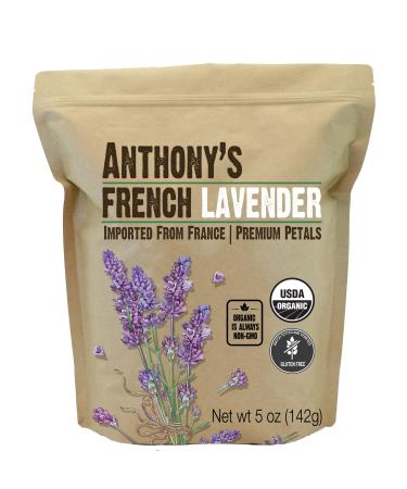 Anthony's Organic French Lavender Petals, 5 oz, Extra Grade, Dried, Gluten Free & Non GMO 5 Ounce (Pack of 1)