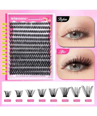 DIY Individual Cluster Eyelash Extension Kit - 280pcs Natural Russian Lashes - 50p 9-16MM A-Cluster Lashes Kit for Self Application - Buy Online on GoSupps.com