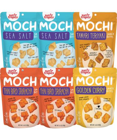 Sun Tropics Mochi Snack Bites, Variety Pack, 3.5 oz (6 Pack), Gluten Free, No MSG Added, Dairy Free, Crunchy Snack Variety 3.5 Ounce (Pack of 6)