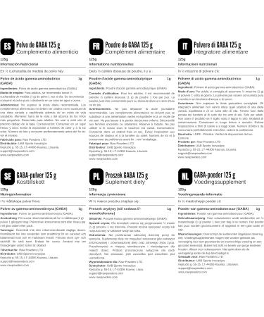 Raw Powders RP GABA powder 125 grams Manufactured in ISO licensed factories GMOfree - Buy Online on GoSupps.com