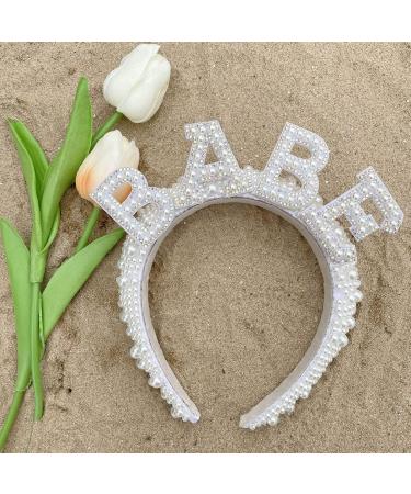amangul Full Pearls New Mom Headband Hair Hoop Baby Shower Party Decorations Shinning Bead Headband for Baptism(Baby) - Buy Online on GoSupps.com