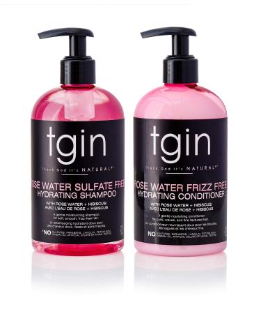 tgin Rose Water Shampoo + Conditioner DUO - For Natural Hair - Dry Hair - Curls - Waves - Color Treated Hair - Low Porosity - Fine hair 13oz