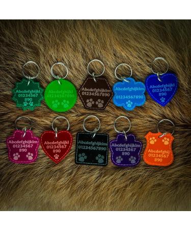 Personalised Cat Dog Tags Pet ID Engraved Acrylic Plastic Acrylic tags - Buy Online on GoSupps.com