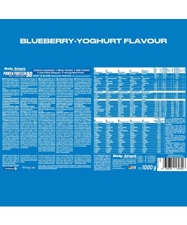 Body Attack Power Protein 90 Blueberry Yoghurt 1kg - Multi-Component Protein Powder with BCAA Vitamins & L-Carnitine - Creamy Protein Shake from Germany - Buy Online on GoSupps.com