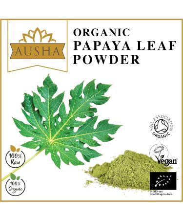 Ausha Organic Papaya Leaf Powder 100g | Boost Platelet Count & Immunity | Soil Association Certified - Buy Online on GoSupps.com