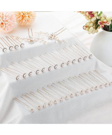 40-Piece Wedding Pearl & Rhinestone Hair Pins Set for Brides & Bridesmaids - Buy Online on GoSupps.com