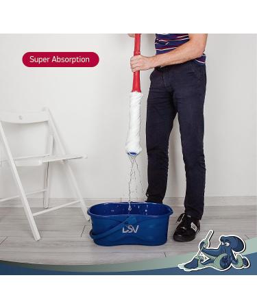 DSV Standard Twist Mop | Self Wringing Microfiber Mop with Scouring Pad | Hand Washable Head | Long Handle for Hardwood, Tile, Marble, Laminate - Home, Office, Kitchen - Buy Online on GoSupps.com