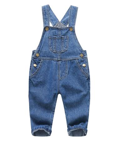 KIDSCOOL SPACE Baby Boy Girl Jean Overalls Toddler Ripped Denim Cute Workwear 12-18 Months Blue-2110