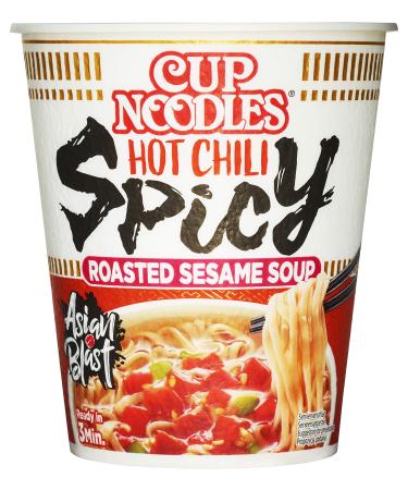 Nissin Cup Noodles - Hot Chili Spicy, 8 Pack Japanese Style Instant Noodles with Chili Peppers, Toasted Sesame and Vegetables Quickly Prepared in a Mug, Asian Food (8 x 66g)