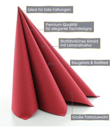 Premium Bordeaux Red Guest Napkins for Weddings & Celebrations | Prime Guest Airlaid - 50 Pack 40x40 cm Fabric-Like Quality - Buy Online on GoSupps.com