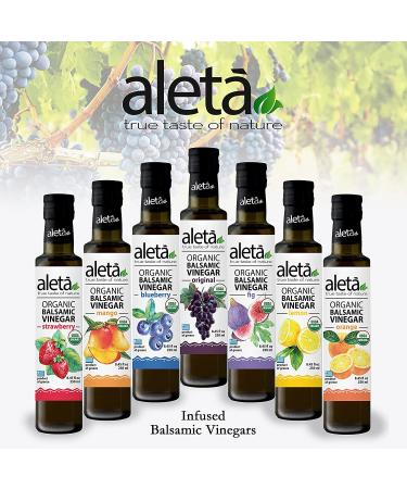 Aleta Organic Blueberry Infused Balsamic Vinegar 8.45 oz - Perfect for Salad Dressings, Vinaigrettes, Pasta, Desserts & Cocktails - Buy Online on GoSupps.com