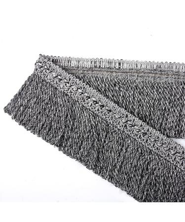 Fenghuangwu 5.5 Yard Bullion Fringe Trim - High-Density Fabric Embellishments for Sewing and DIY Decoration - Mix Silver+Black - Buy Online on GoSupps.com