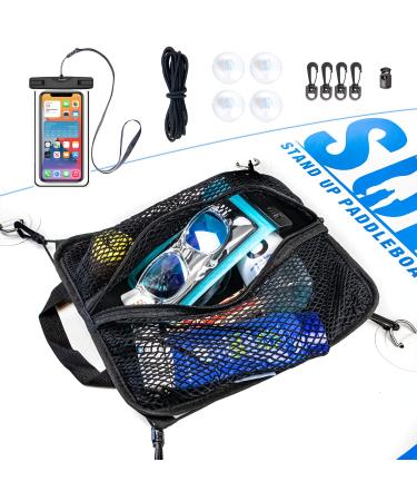 SUP-NOW Paddleboard Deck Bag with Waterproof Phone Case Black Trim w/ Bungee & 4 Clips