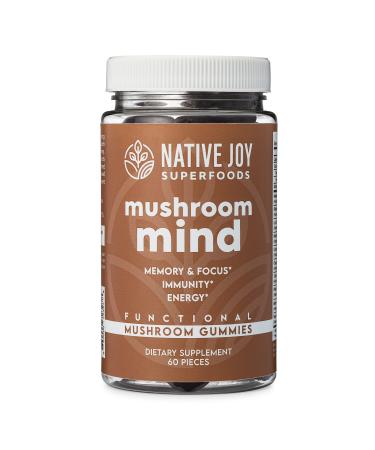 Native Joy Mushroom Mind - Functional Mushroom Gummy - Lions Mane Cordyceps and Reishi - Immune System Booster & Nootropic Brain Supplement - Natural Energy Focus Gummies
