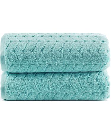 BAGNO MILANO Turkish Bath Towels, Soft Plush Jacquard Luxury Bath Towels, Quick Dry Towel Set (2 Piece) Aqua Green 2 pcs Bath Towel Set