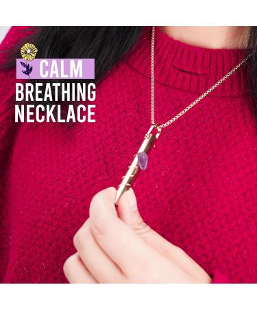 Breathing Necklace with Amethyst Stone - Gold Chain for Anxiety Relief | Mindful & Calming Jewelry for Women - Buy Online on GoSupps.com