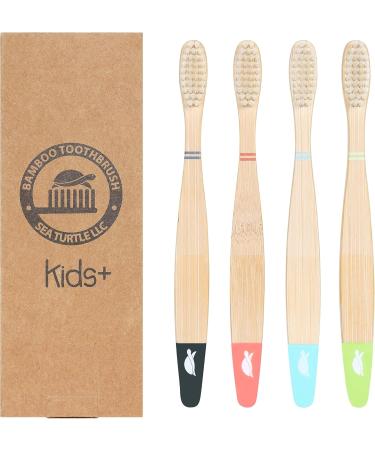 Sea Turtle Plant-Based Bristles Bamboo Toothbrushes Soft Natural Toothbrush for Kids 4 Pack - Buy Online on GoSupps.com