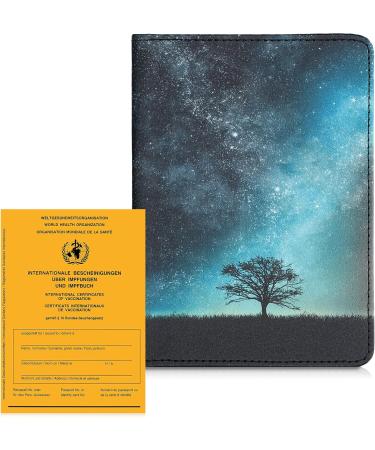 KWMobile Vaccination Pass Cover | Synthetic Leather Protector for Vaccination Card | Children's & Adults' Covers in Blue Gray Black Galaxy & Tree Designs - Buy Online on GoSupps.com