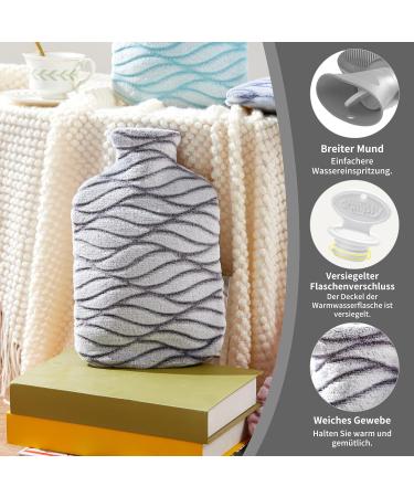Buy 2L Gray Hot Water Bottle with Removable Washable Cover Cold Protection for Adults & Children International Shipping Available - Buy Online on GoSupps.com