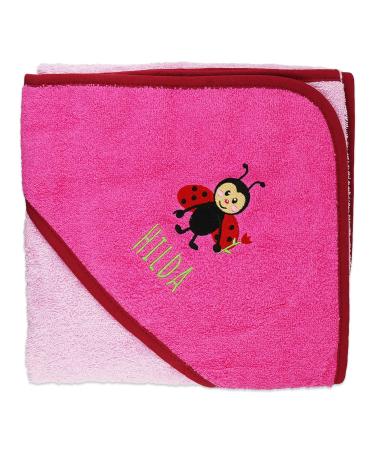 Wolimbo hooded towel personalized with name and motif - old pink - 140x140 cm - for babies and children 140x140cm old pink