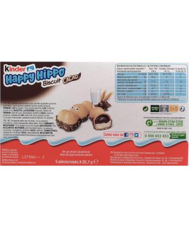  Kinder KINDER Happy Hippo 5 Cocoa Biscuits of 20.7g each totaling 104g - Pack of 2. - Buy Online on GoSupps.com