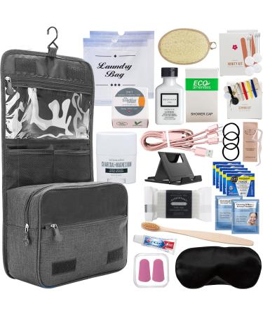 Luxury Natural 30 Piece Travel Accessories Kit for Women - TSA Compliant Size Toiletries in Travel Bag for Vacation  Hospital Bag  and Postpartum
