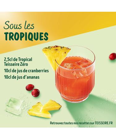 Set of 3 Teisseire Zero Sugar Syrups (Mojito Peach Tropical) for Refreshing Drinks Cocktails Recyclable Bottle 3 x 60 cl - Buy Online on GoSupps.com