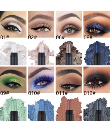 Eyeshadow Makeup Stick - No Crease Glitter Shimmer Pearl White Cream Eye Shadow Stick with Soft Brush Rotatable Eye Brightener Pencil Crayon Long Lasting Waterproof for Metallic Eye Makeup-#01 01# - Buy Online on GoSupps.com
