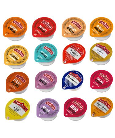 Harrisons Sauce Mayonnaise Mustard Pick N Mix | Choose 5 from 16 Flavours | Tomato Ketchup Barbecue Chilli Garlic & Herb Sour Cream & Chives - Pack of 50 X 25g (10 of Each)