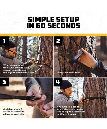 Wise Owl Outfitters Camping Hammock - Portable Double Hammock with Tree Straps Black & Grey - Ideal for Outdoor and Indoor Use - Buy Online on GoSupps.com