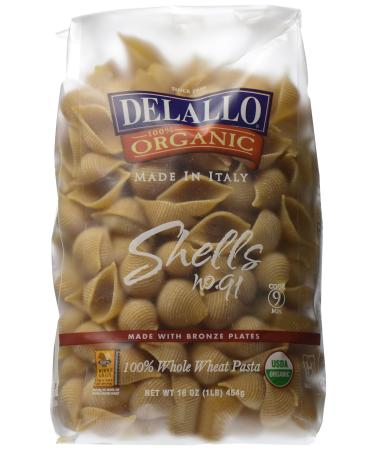 Delallo Organic Whole Wheat Pasta Shells No. 91, 1 Lb