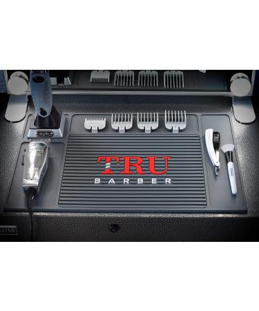 Tru Barber Organizer Mat 48.3 x 33 cm | Flexible Slip-Resistant PVC Mat for Hairdressing & Beauty Salons | Essential Tool Counter Mat for Clippers - Black - Buy Online on GoSupps.com