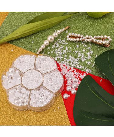 SATINA 5600Pcs White Flat Back Pearl Half Round Beads - DIY Craft, Jewelry, Wedding Decor - Buy Online on GoSupps.com